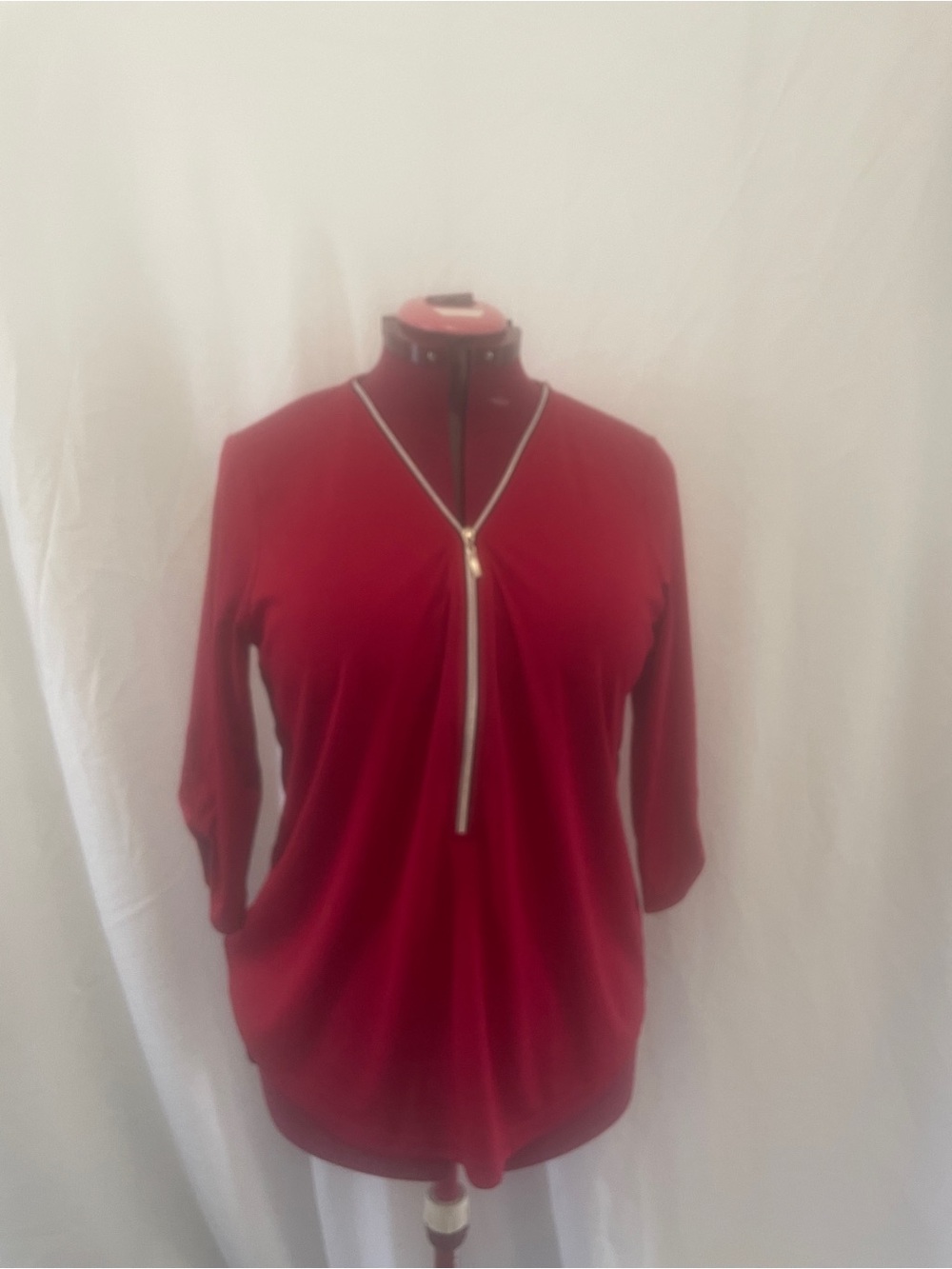 Red Zip-Front Women's Top